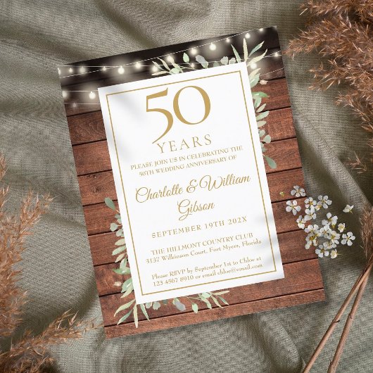 Papier Invitation Rustique pour le 50e Anniversaire de Bu
