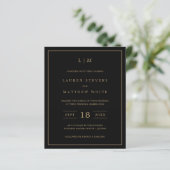 Papier Invitation simple Black and Gold Budget Wedding (Debout devant)