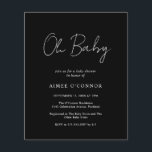 Papier Invitation simple de Baby shower de budget noir mo<br><div class="desc">Baby shower moderne à budget noir avec un design simple avec "Oh Baby" dans un style rustique typographie script. Cette élégante invitation sans distinction de genre avec un agencement minimaliste est idéale que vous ayez un garçon ou une fille.</div>