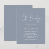 Papier Invitation simple Dusty Blue Budget Baby shower (Devant / Derrière)