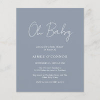 Invitation simple Dusty Blue Budget Baby shower