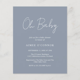 Papier Invitation simple Dusty Blue Budget Baby shower