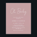 Papier Invitation simple Dusty Rose Budget Baby shower<br><div class="desc">Baby shower moderne poussiéreux rose rose budget invitation avec un design simple avec "Oh Baby" dans un style rustique typographie script. Cette élégante invitation à la disposition minimaliste est idéale pour un baby shower de fille.</div>
