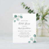 Papier Invitation simple Eucalyptus Budget Douche nuptial (Debout devant)