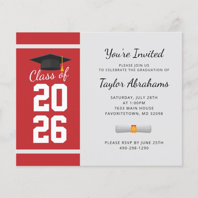 Papier Invitation simple pour la fête de remise des diplô (Devant)