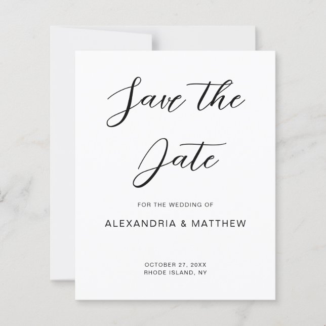 Papier Invitation simple pour le mariage à retenir la dat (Devant)