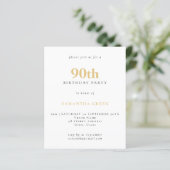 Papier Invitation simple texte Budget Or Noir 90e Anniver (Debout devant)