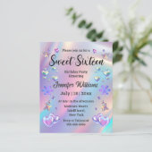 Papier invitation stylée holographique pour sweet sixteen (Debout devant)