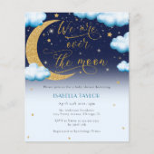 Papier Invitation sur le Baby shower de garçon bleu lune (Devant)