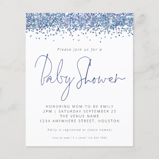 Papier Invitation sur le Baby shower de Parties scintilla (Devant)