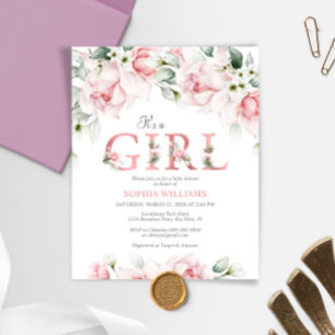 Papier Invitation sur le Baby shower d'or Rose et Blush d