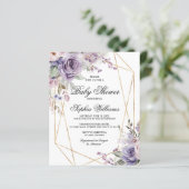 Papier Invitation sur le Baby shower Rose Purple & Blush  (Debout devant)
