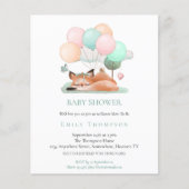 Papier Invitation sur le Baby shower Turquoise Fox mignon (Devant)