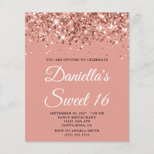 Papier Invitation Sweet 16 Pailleté Rose Gold Bon Marché