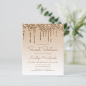 Papier Invitation Sweet 16 pas chère Glitter Drip Or (Debout devant)