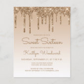 Papier Invitation Sweet 16 pas chère Glitter Drip Or (Devant)
