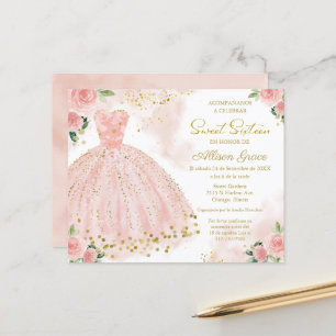 Papier Invitation Sweet sixteen Budget Gold Blush Gown