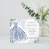 Papier Invitation Sweet sixteen Budget Silver Blue Gown (Debout devant)