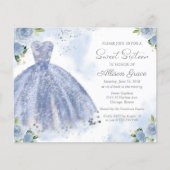 Papier Invitation Sweet sixteen Budget Silver Blue Gown (Devant)