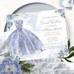 Papier Invitation Sweet sixteen Budget Silver Blue Gown<br><div class="desc">Une belle invitation en sweet sixteen de robe rose rousse. Facile à personnaliser avec vos détails. N'hésitez pas à me contacter si vous avez des demandes spéciales. VEUILLEZ NOTER : Pour obtenir de l'aide sur les commandes, l'expédition, l'information sur les produits, etc., contactez le service à la clientèle de Zazzle...</div>