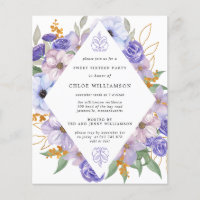 Invitation Sweet sixteen Floral Purple Or Budget
