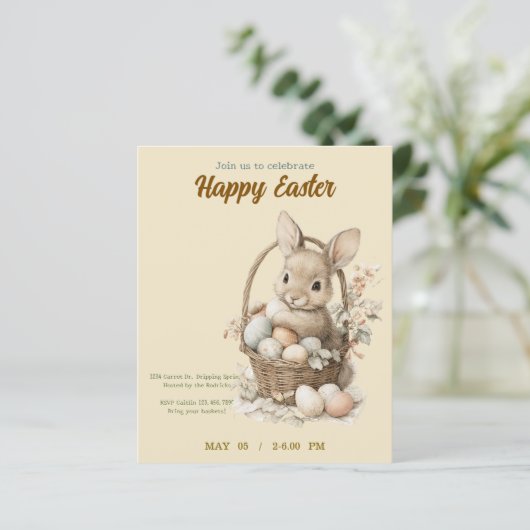 Papier invitation to Easter with Peter Rabbit (Debout devant)
