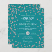 Papier Invitation Turquoise de Parties scintillant argent (Devant / Derrière)