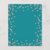 Papier Invitation Turquoise de Parties scintillant argent (Dos)