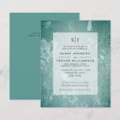 Papier Invitation verte du Mariage du budget Wabi Sabi Aq (Devant / Derrière)