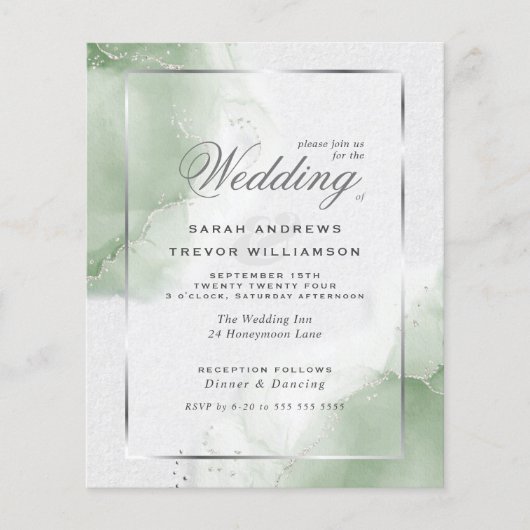 Papier Invitation Verte Mariage Gold Muted Sage (Devant)