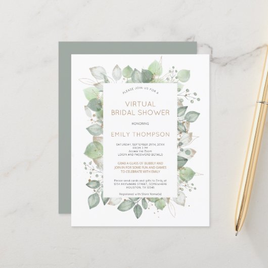 Papier Invitation virtuelle de fête de mariage pour un pe (Devant/Arrière en situation)
