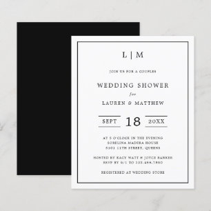 Papier Invitation Wedding shower de budget noir simple