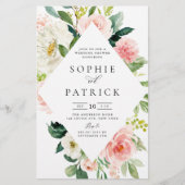 Papier Invitation Wedding shower de cadre Floral blanc et (Devant)