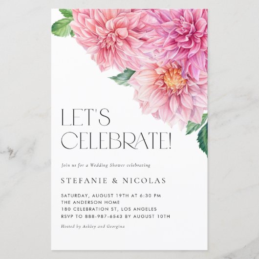 Papier Invitation Wedding shower de Dahlia Rose Aquarelle (Devant)