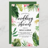 Papier Invitation Wedding shower de trame tropicale aquar (Devant / Derrière)