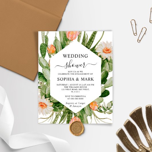 Papier Invitation Wedding shower des fleurs de cactus bud