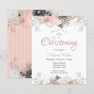 Papier Invitations budgétaires de Christening Floral Rose