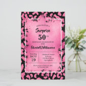 Papier Invitations d'anniversaire Budget Pink Black Leopa (Debout devant)