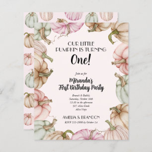 Papier Invitations d'anniversaire de fille Citrouille ros