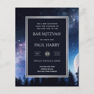 Papier Invitations de Bat mitzvah Starry Night Blue Bar