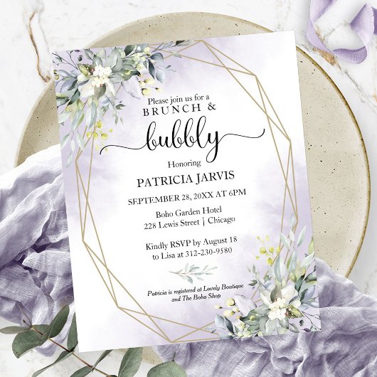 Papier Invitations De Brunch Et De Douche Nuptiale Bubbly