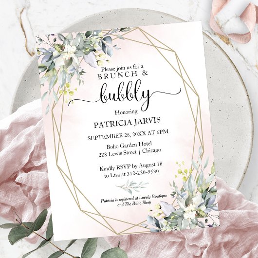 Papier Invitations De Brunch Et De Douche Nuptiale Bubbly