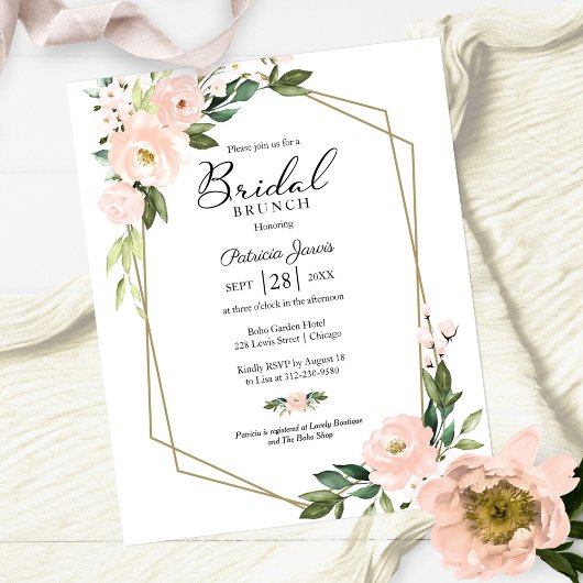 Papier Invitations de Brunch pour mariée rose géométrique