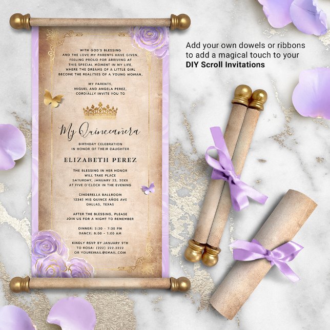 Papier Invitations de défilement de coing do-it-yourself  (DIY scrolls do not come with dowels. Add your own or roll up with a ribbon for a personalized touch!)