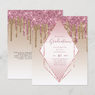 Papier INVITATIONS DE DIPLÔME - Parties scintillant de go