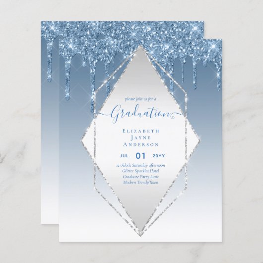 Papier INVITATIONS DE DIPLÔME - Parties scintillant de go (Devant / Derrière)