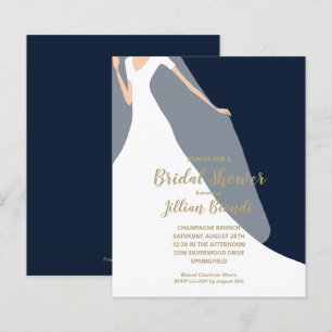 Papier Invitations de douche nuptiale bleu marine Robe et