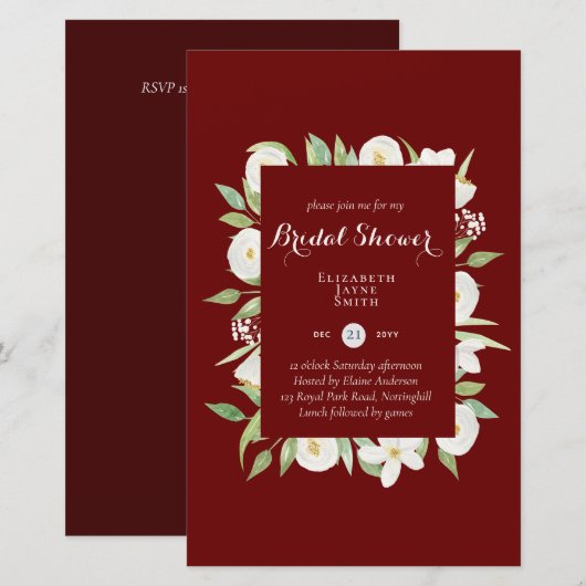 Papier Invitations de douche nuptiale BUDGET Couleurs per (Devant / Derrière)
