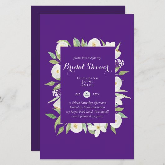 Papier Invitations de douche nuptiale BUDGET Couleurs per (Devant / Derrière)
