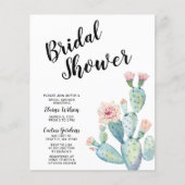 Papier Invitations de douche nuptiale de Blush Cactus Bud (Devant)